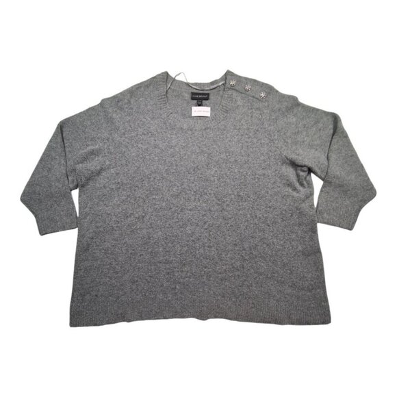 Lane Bryant Sweater Sparkle Rhinestone Holiday Party Gray Womens Plus Size 26/28 - Picture 1 of 9